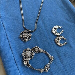 Brighton set new and excellent Silver Jewelry Set necklace bracelet and earrings